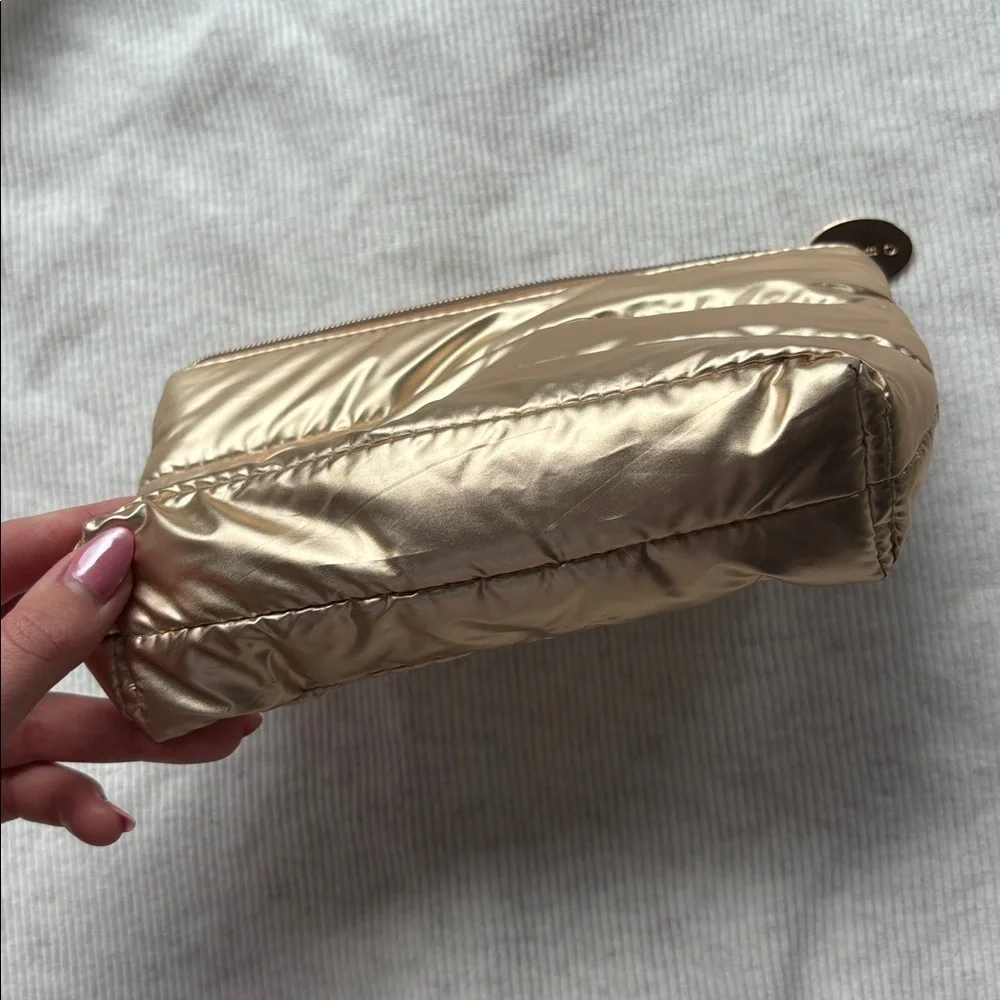 Shiny Gold Quilted Pouch Bag